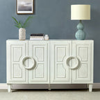 Credenza a buffet contemporanea da 58" con maniglie rotonde in legno massiccio