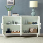 Credenza a buffet contemporanea da 58" con maniglie rotonde in legno massiccio