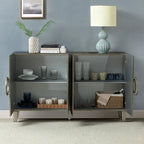 Credenza a buffet contemporanea da 58" con maniglie rotonde in legno massiccio