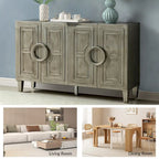 Credenza a buffet contemporanea da 58" con maniglie rotonde in legno massiccio