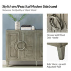 Credenza a buffet contemporanea da 58" con maniglie rotonde in legno massiccio