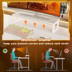 Scrivania da gaming a L con pannello forato e cassetti, supporto per monitor