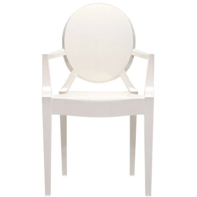 Sedia in acrilico trasparente dal design moderno con braccioli, per interni ed esterni, da pranzo o cucina