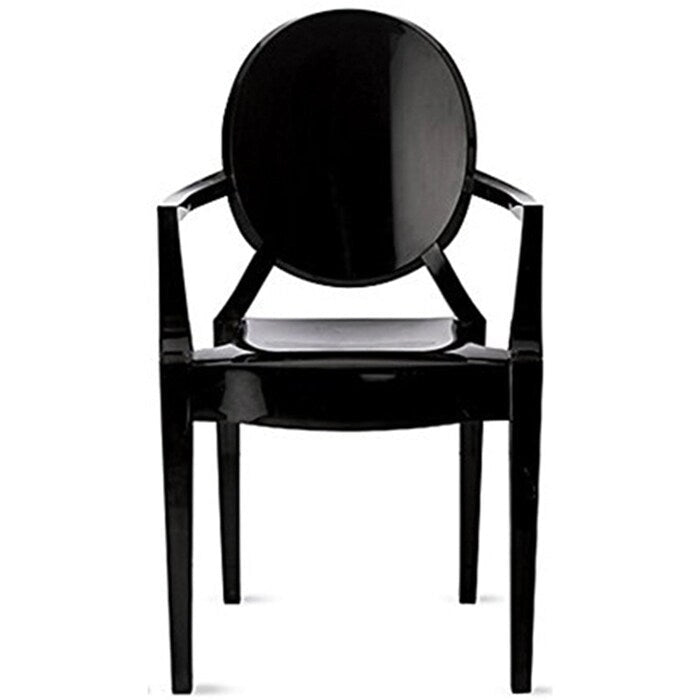 Sedia in acrilico trasparente dal design moderno con braccioli, per interni ed esterni, da pranzo o cucina
