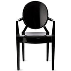 Sedia in acrilico trasparente dal design moderno con braccioli, per interni ed esterni, da pranzo o cucina