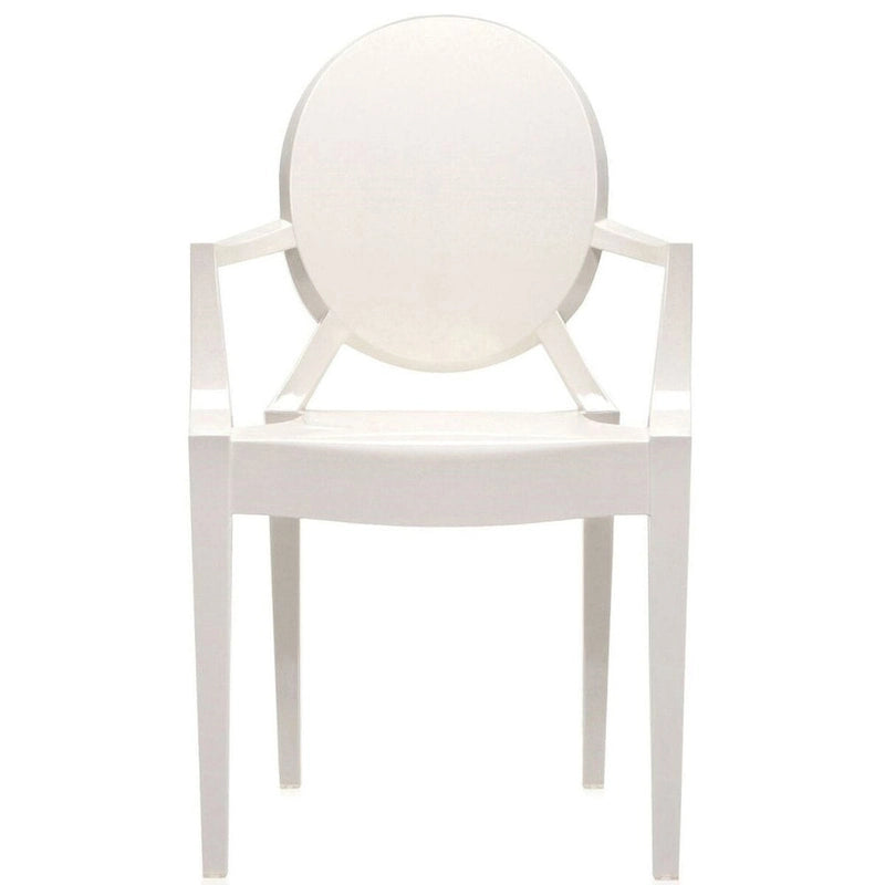 Sedia in acrilico trasparente dal design moderno con braccioli, per interni ed esterni, da pranzo o cucina