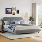Letto a piattaforma imbottito queen size in pile Teddy con tessuto spesso