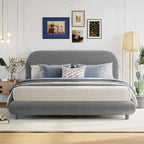Letto a piattaforma imbottito queen size in pile Teddy con tessuto spesso