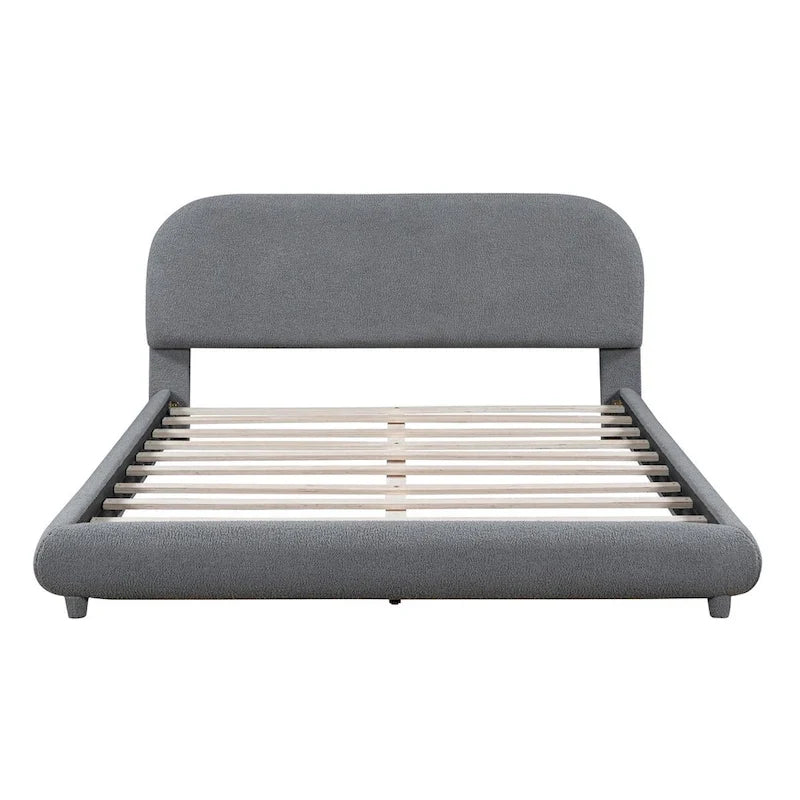 Letto a piattaforma imbottito queen size in pile Teddy con tessuto spesso