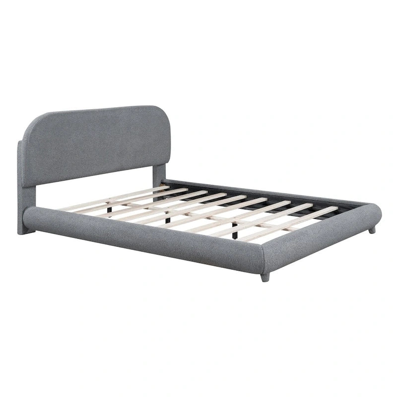 Letto a piattaforma imbottito queen size in pile Teddy con tessuto spesso
