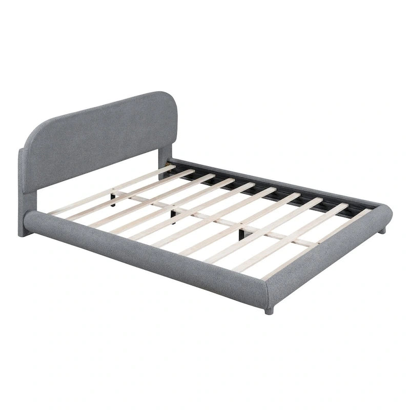 Letto a piattaforma imbottito queen size in pile Teddy con tessuto spesso
