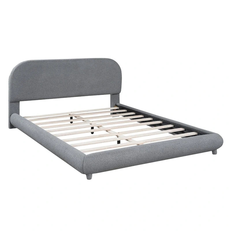 Letto a piattaforma imbottito queen size in pile Teddy con tessuto spesso
