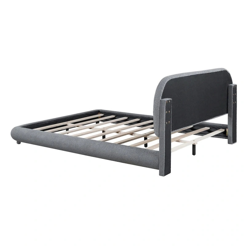 Letto a piattaforma imbottito queen size in pile Teddy con tessuto spesso