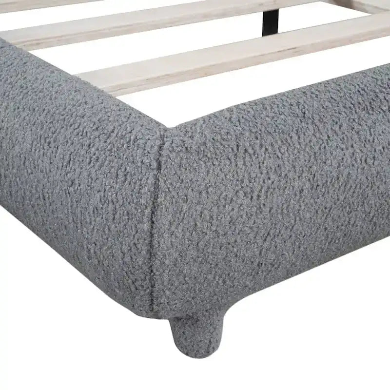 Letto a piattaforma imbottito queen size in pile Teddy con tessuto spesso