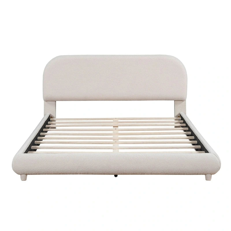 Letto a piattaforma imbottito queen size in pile Teddy con tessuto spesso