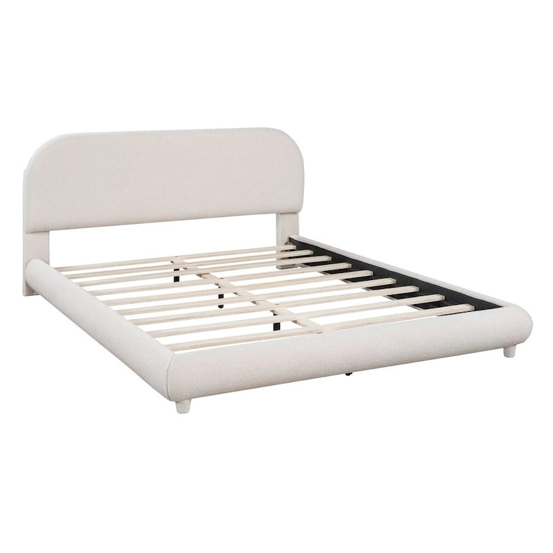 Letto a piattaforma imbottito queen size in pile Teddy con tessuto spesso