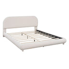 Letto a piattaforma imbottito queen size in pile Teddy con tessuto spesso