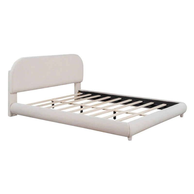Letto a piattaforma imbottito queen size in pile Teddy con tessuto spesso