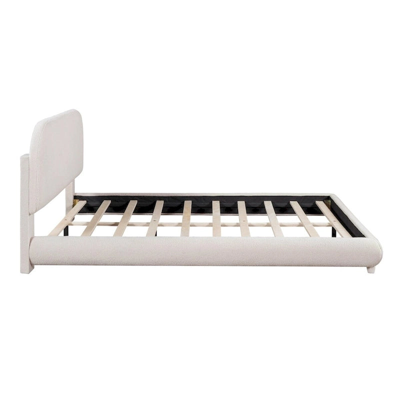 Letto a piattaforma imbottito queen size in pile Teddy con tessuto spesso