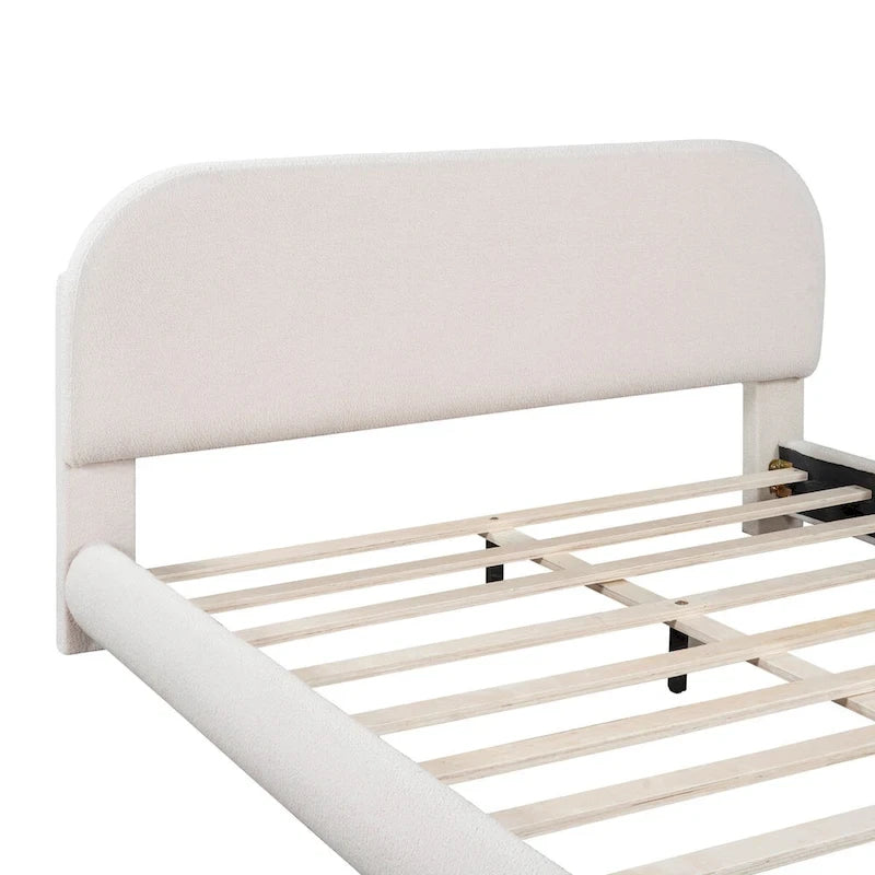 Letto a piattaforma imbottito queen size in pile Teddy con tessuto spesso