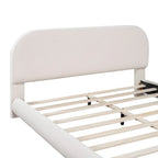 Letto a piattaforma imbottito queen size in pile Teddy con tessuto spesso
