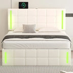 Letto Imbottito con Contenitore Idraulico e Stazione di Ricarica USB