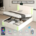 Letto Imbottito con Contenitore Idraulico e Stazione di Ricarica USB