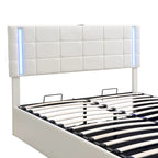 Letto Imbottito con Contenitore Idraulico e Stazione di Ricarica USB