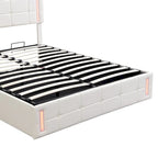 Letto Imbottito con Contenitore Idraulico e Stazione di Ricarica USB
