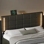 Letto Imbottito con Contenitore Idraulico e Stazione di Ricarica USB