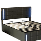 Letto Imbottito con Contenitore Idraulico e Stazione di Ricarica USB