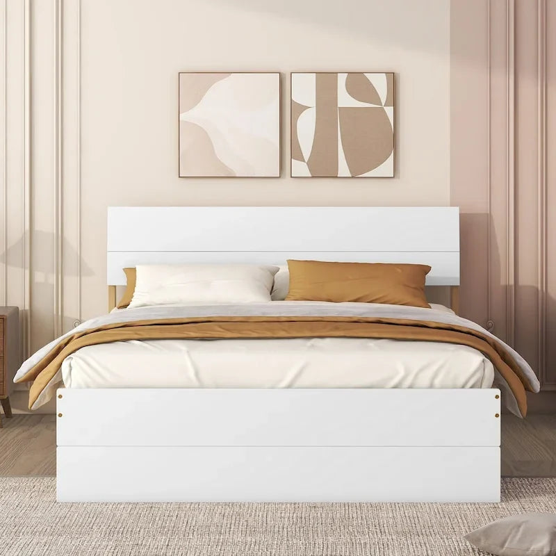 Struttura letto matrimoniale con letto estraibile singolo e 2 cassetti