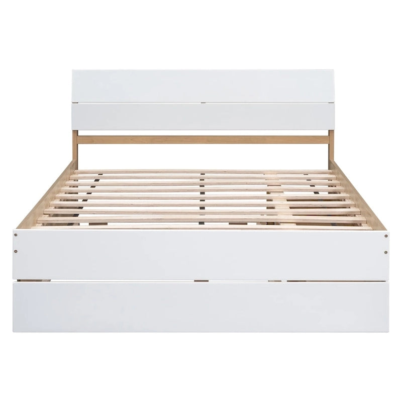 Struttura letto matrimoniale con letto estraibile singolo e 2 cassetti