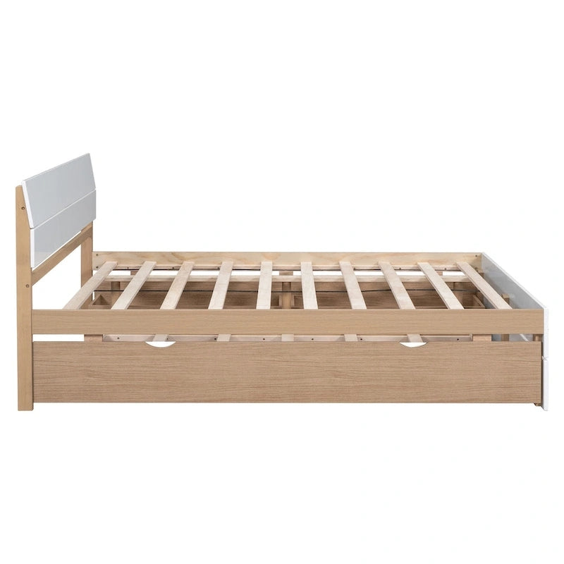Struttura letto matrimoniale con letto estraibile singolo e 2 cassetti