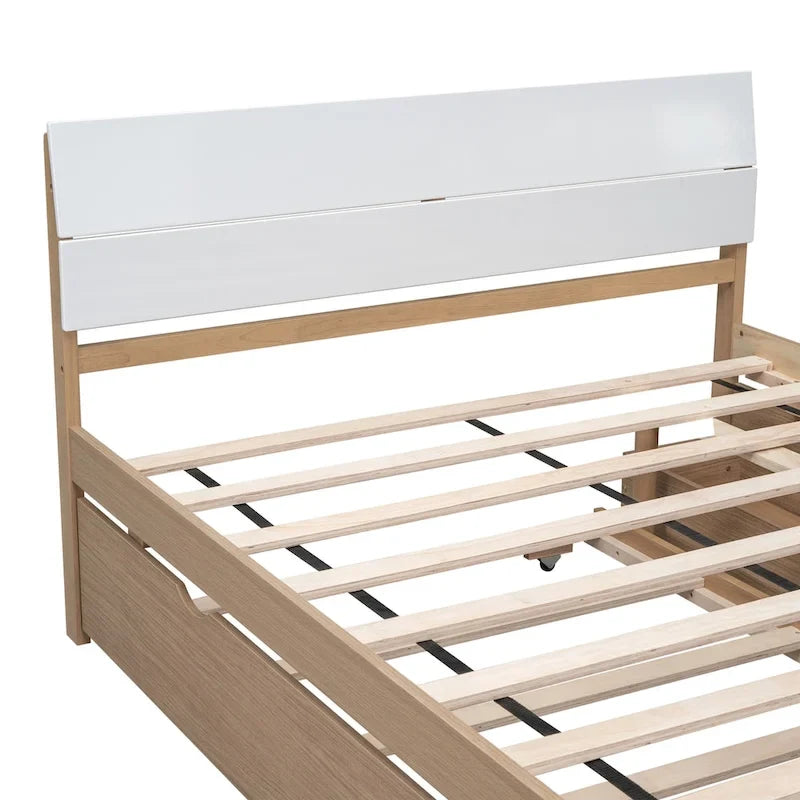 Struttura letto matrimoniale con letto estraibile singolo e 2 cassetti