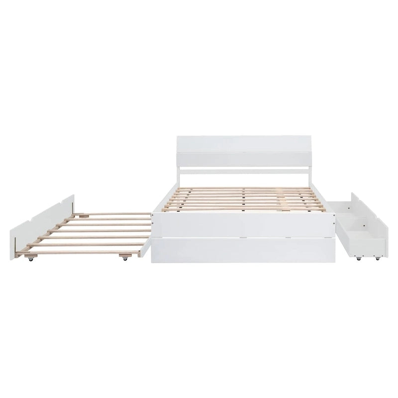 Struttura letto matrimoniale con letto estraibile singolo e 2 cassetti