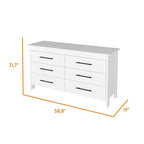 Set camera da letto 2 pezzi Canaan con armadio e cassettiera a 6 cassetti, bianco