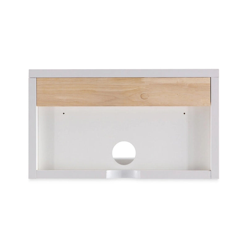 Comodino flottante classico contemporaneo da parete da 40 cm con cassetto scorrevole a serrandina con chiusura ammortizzata e foro passacavi