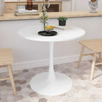 32Tavolo da pranzo moderno con base rotonda in metallo e piano in MDF
