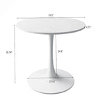 32Tavolo da pranzo moderno con base rotonda in metallo e piano in MDF