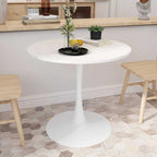 32Tavolo da pranzo moderno con base rotonda in metallo e piano in MDF