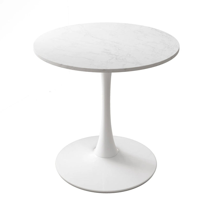 32Tavolo da pranzo moderno con base rotonda in metallo e piano in MDF