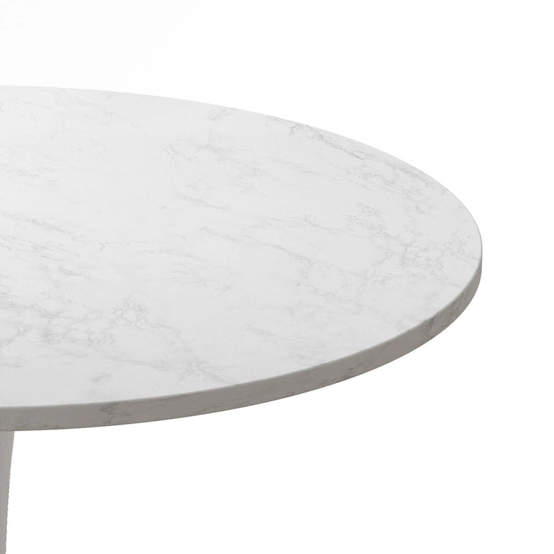 32Tavolo da pranzo moderno con base rotonda in metallo e piano in MDF