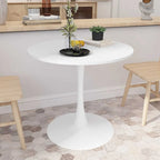 32Tavolo da pranzo moderno con base rotonda in metallo e piano in MDF