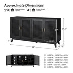 Credenza contemporanea larga 58" con gambe in legno massello