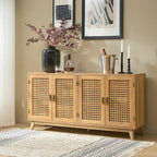 Credenza contemporanea larga 58" con gambe in legno massello