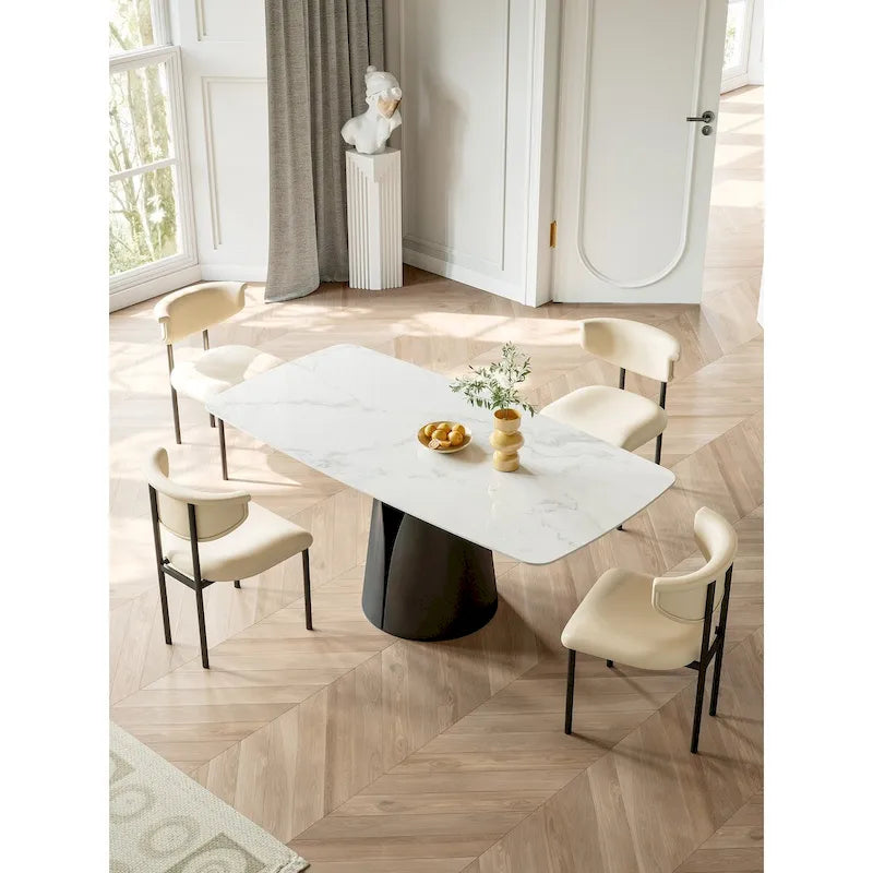 Tavolo da pranzo rettangolare moderno bianco 65 pollici per 6 posti - 65P37.4L29.52A