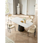  Modern Rectangle White 65 in. Dining Table for 6 Seats - 65D37.4W29.52H