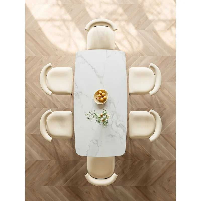 Tavolo da pranzo rettangolare moderno bianco 65 pollici per 6 posti - 65P37.4L29.52A