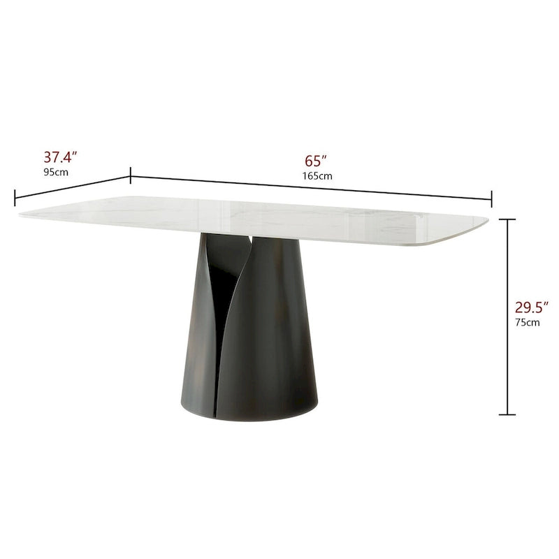 Tavolo da pranzo rettangolare moderno bianco 65 pollici per 6 posti - 65P37.4L29.52A